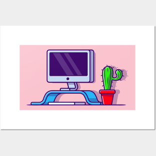 Workspace Cartoon Illustration Posters and Art